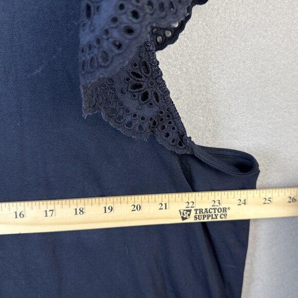 NWT Lauren Ralph Lauren Short Embroidered Sleeve Top Womens 2x Plus Size Navy B - Picture 7 of 12